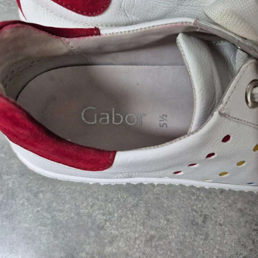 6.5 Gabor White and Red Leather Sneakers with Coloured Dots - Picture 7 of 12